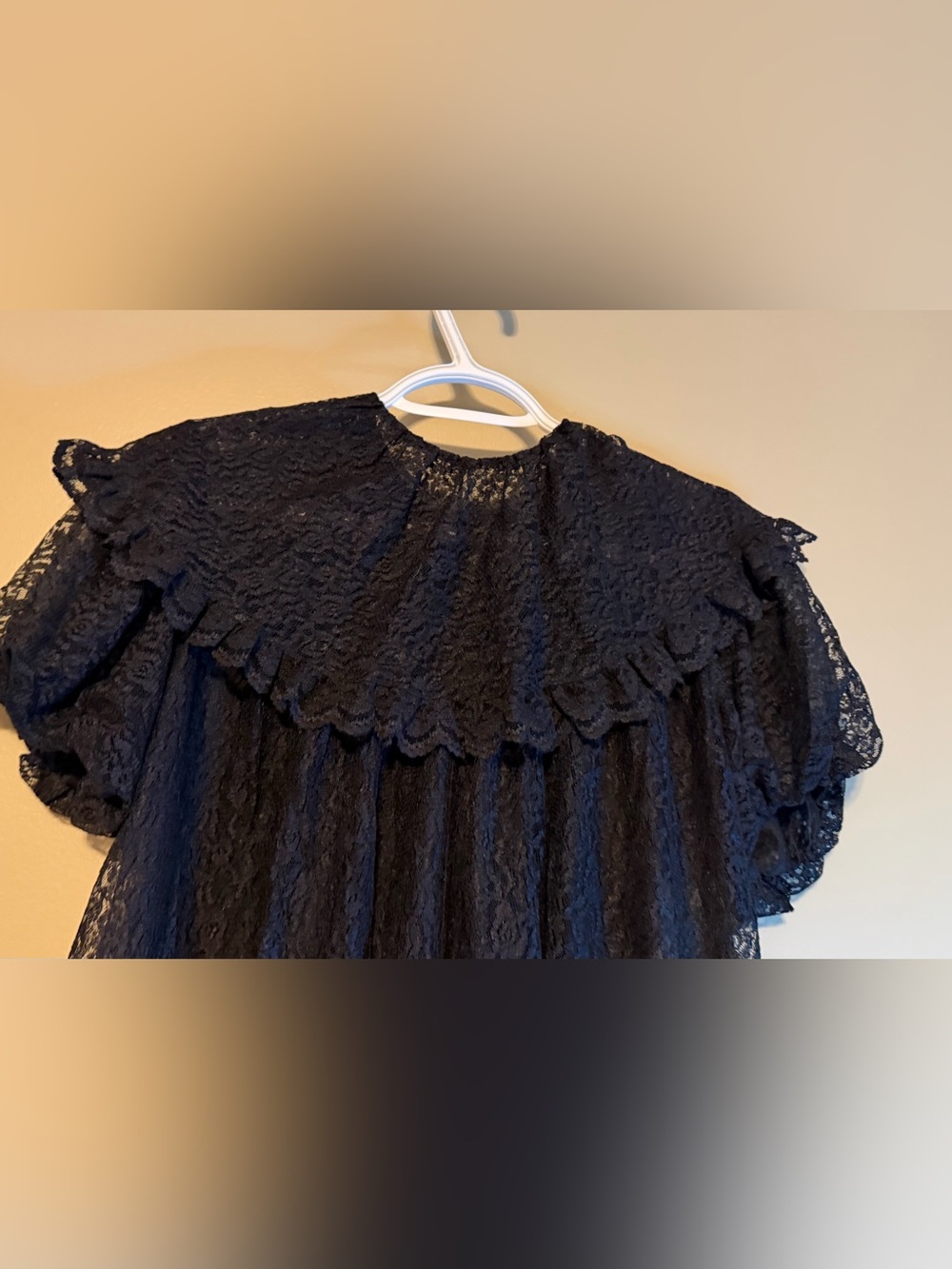 Vintage 70’s Ideal Lingerie Black All Over Lace Whimsigoth Cottagecore Cape - Picture 9 of 13